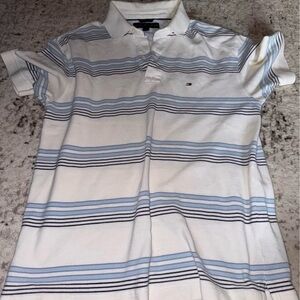 Tommy Hilfiger Men's Polo with Blue and White Stripes